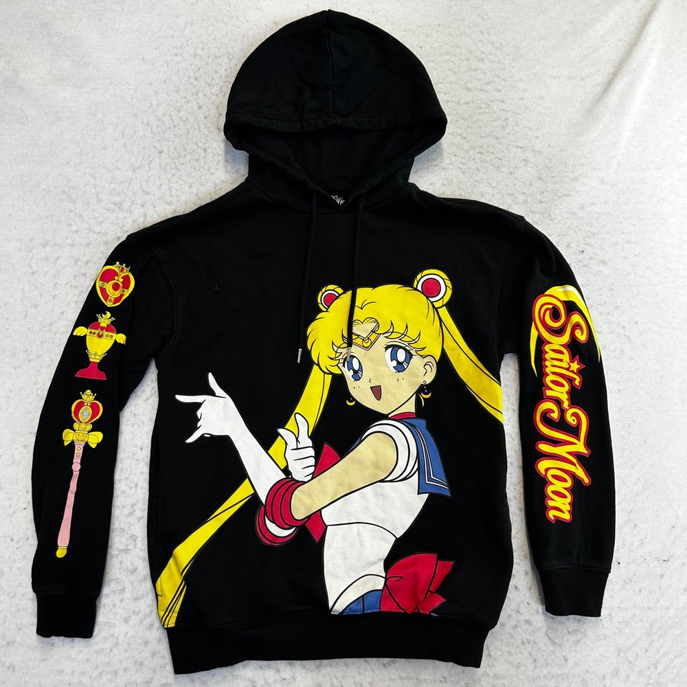 Sailor Moon Hoodie Unisex Small Black Graphic Pullover Anime